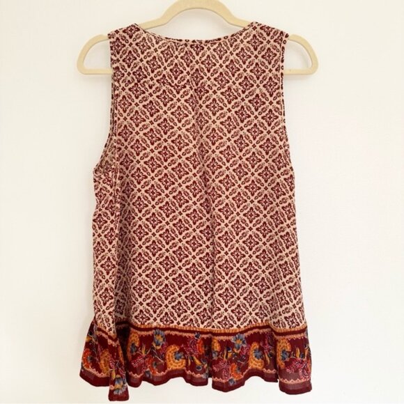 Patrons of Peace V-Neck Floral Print Rayon Tank Top - Picture 1 of 3